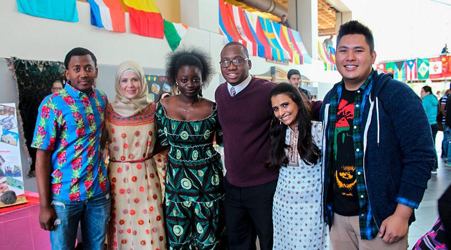 international students posing together